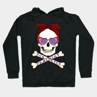 Feminist skull with handkerchief and glasses Hoodie